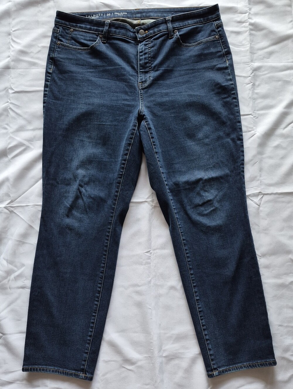 Talbots Dark Blue Straight Leg Jeans Slim Ankle Curvy Flawless